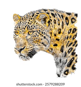 Leopard animal watercolor sketch hand drawn illustration isolated white background