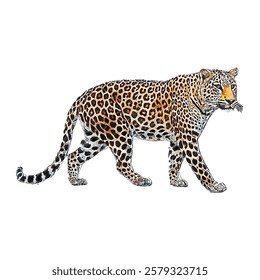 Leopard animal watercolor sketch hand drawn illustration isolated white background