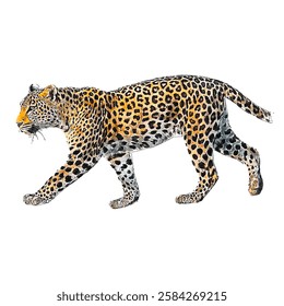 Leopard animal watercolor sketch hand drawn illustration isolated white background