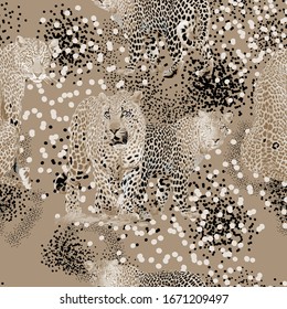 Leopard animals design, 
scattered gold dotted backdrop
