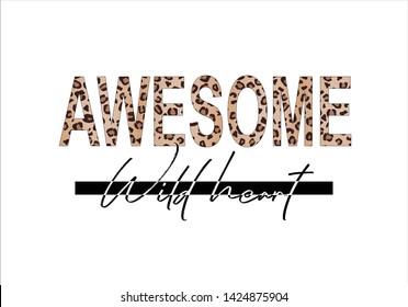 leopard awesome lettering hand drawn