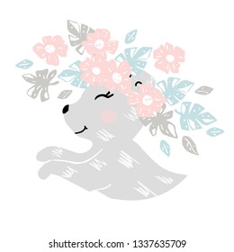 Leopard baby girl cute print. Sweet zoo. Cool african animal illustration for nursery t-shirt, kids apparel, baby shower party invitation. Simple child design. Summer time
