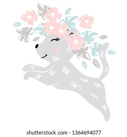 Leopard baby girl cute print. Sweet zoo. Cool african animal illustration for nursery t-shirt, kids apparel, baby shower party invitation. Simple child design. Summer time