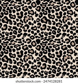 leopard background vector repeat pattern, seamless cat fur texture