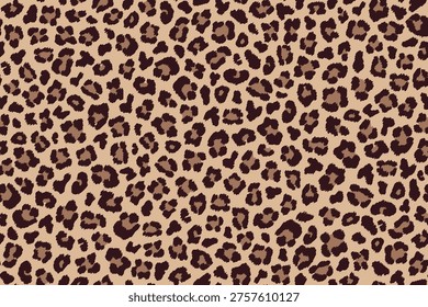 Leopard beige brown spot seamless pattern, leopard skin texture. Vector