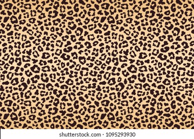 Leopard beige brown spotted fur texture. Vector