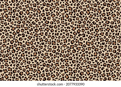 Fondo horizontal de piel marrón beige leopardo. Vector