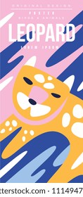 Leopard birds and animals poster original design, can be used for banner, greeting card, baby shower, birthday party, invitation vector Illustration