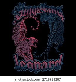 Leopard und schwarzer Panther Vektordesign in Yin und Yang Form