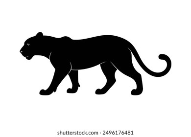 leopard black Silhouette vector art Illustration with white background