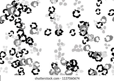 Leopard black, white, grey vector background.   Ink hand drawn animal camouflage. Leopard skin summer backdrop. Tribal desaturated print. Minimal geometric african cover template. Isolated silhouette.