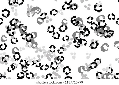 Leopard black, white, grey vector background.   Ink hand drawn animal camouflage. Leopard skin summer backdrop. Tribal desaturated print. Minimal geometric african cover template. Isolated silhouette.