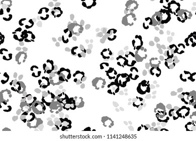 Leopard black, white, grey vector background.   Ink hand drawn animal camouflage. Leopard skin summer backdrop. Tribal desaturated print. Minimal geometric african cover template. Isolated silhouette.