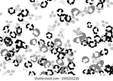 Leopard black, white, grey vector background.   Ink hand drawn animal camouflage. Leopard skin summer backdrop. Tribal desaturated print. Minimal geometric african cover template. Isolated silhouette.
