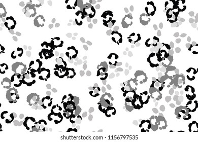 Leopard black, white, grey vector background.   Ink hand drawn animal camouflage. Leopard skin summer backdrop. Tribal desaturated print. Minimal geometric african cover template. Isolated silhouette.