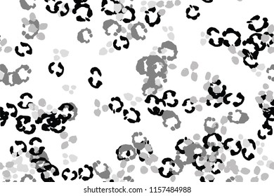 Leopard black, white, grey vector background.   Ink hand drawn animal camouflage. Leopard skin summer backdrop. Tribal desaturated print. Minimal geometric african cover template. Isolated silhouette.