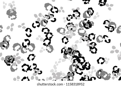 Leopard black, white, grey vector background.   Ink hand drawn animal camouflage. Leopard skin summer backdrop. Tribal desaturated print. Minimal geometric african cover template. Isolated silhouette.