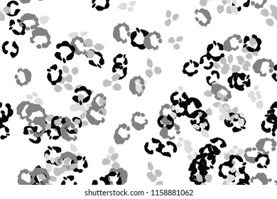 Leopard black, white, grey vector background.   Ink hand drawn animal camouflage. Leopard skin summer backdrop. Tribal desaturated print. Minimal geometric african cover template. Isolated silhouette.