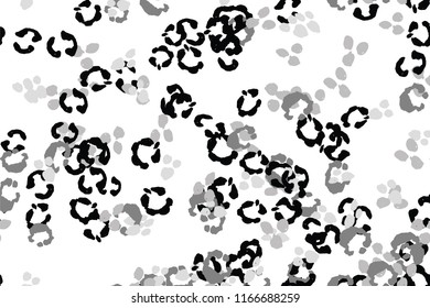 Leopard black, white, grey vector background.   Ink hand drawn animal camouflage. Leopard skin summer backdrop. Tribal desaturated print. Minimal geometric african cover template. Isolated silhouette.
