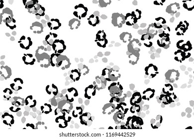 Leopard black, white, grey vector background.   Ink hand drawn animal camouflage. Leopard skin summer backdrop. Tribal desaturated print. Minimal geometric african cover template. Isolated silhouette.