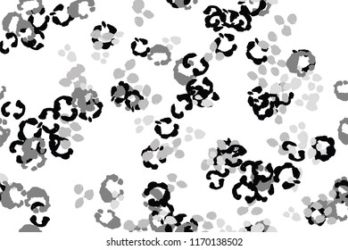 Leopard black, white, grey vector background.   Ink hand drawn animal camouflage. Leopard skin summer backdrop. Tribal desaturated print. Minimal geometric african cover template. Isolated silhouette.