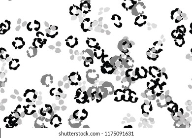 Leopard black, white, grey vector background.   Ink hand drawn animal camouflage. Leopard skin summer backdrop. Tribal desaturated print. Minimal geometric african cover template. Isolated silhouette.