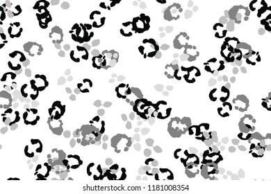 Leopard black, white, grey vector background.   Ink hand drawn animal camouflage. Leopard skin summer backdrop. Tribal desaturated print. Minimal geometric african cover template. Isolated silhouette.