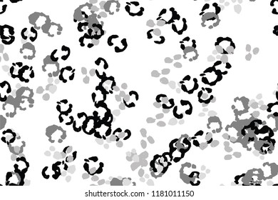 Leopard black, white, grey vector background.   Ink hand drawn animal camouflage. Leopard skin summer backdrop. Tribal desaturated print. Minimal geometric african cover template. Isolated silhouette.