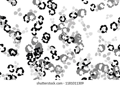 Leopard black, white, grey vector background.   Ink hand drawn animal camouflage. Leopard skin summer backdrop. Tribal desaturated print. Minimal geometric african cover template. Isolated silhouette.