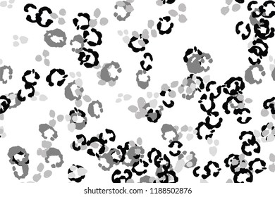 Leopard black, white, grey vector background.   Ink hand drawn animal camouflage. Leopard skin summer backdrop. Tribal desaturated print. Minimal geometric african cover template. Isolated silhouette.