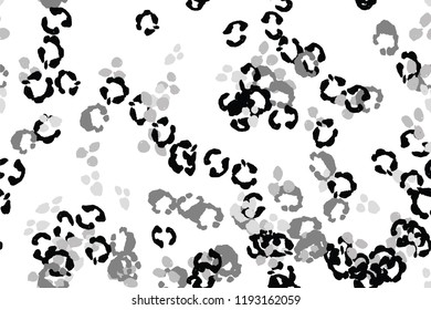 Leopard black, white, grey vector background.   Ink hand drawn animal camouflage. Leopard skin summer backdrop. Tribal desaturated print. Minimal geometric african cover template. Isolated silhouette.