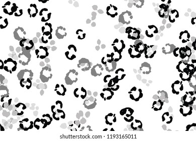 Leopard black, white, grey vector background.   Ink hand drawn animal camouflage. Leopard skin summer backdrop. Tribal desaturated print. Minimal geometric african cover template. Isolated silhouette.