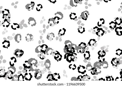 Leopard black, white, grey vector background.   Ink hand drawn animal camouflage. Leopard skin summer backdrop. Tribal desaturated print. Minimal geometric african cover template. Isolated silhouette.