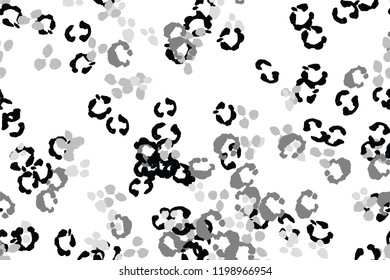 Leopard black, white, grey vector background.   Ink hand drawn animal camouflage. Leopard skin summer backdrop. Tribal desaturated print. Minimal geometric african cover template. Isolated silhouette.