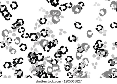 Leopard black, white, grey vector background.   Ink hand drawn animal camouflage. Leopard skin summer backdrop. Tribal desaturated print. Minimal geometric african cover template. Isolated silhouette.