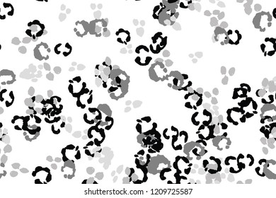 Leopard black, white, grey vector background.   Ink hand drawn animal camouflage. Leopard skin summer backdrop. Tribal desaturated print. Minimal geometric african cover template. Isolated silhouette.