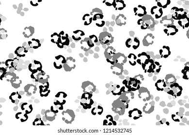 Leopard black, white, grey vector background.   Ink hand drawn animal camouflage. Leopard skin summer backdrop. Tribal desaturated print. Minimal geometric african cover template. Isolated silhouette.