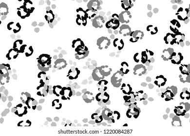 Leopard black, white, grey vector background.   Ink hand drawn animal camouflage. Leopard skin summer backdrop. Tribal desaturated print. Minimal geometric african cover template. Isolated silhouette.