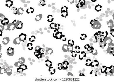 Leopard black, white, grey vector background.   Ink hand drawn animal camouflage. Leopard skin summer backdrop. Tribal desaturated print. Minimal geometric african cover template. Isolated silhouette.