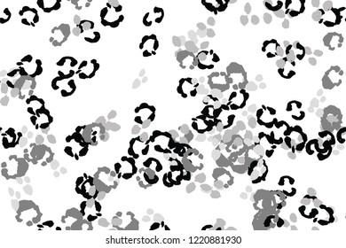 Leopard black, white, grey vector background.   Ink hand drawn animal camouflage. Leopard skin summer backdrop. Tribal desaturated print. Minimal geometric african cover template. Isolated silhouette.