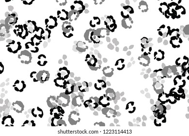 Leopard black, white, grey vector background.   Ink hand drawn animal camouflage. Leopard skin summer backdrop. Tribal desaturated print. Minimal geometric african cover template. Isolated silhouette.