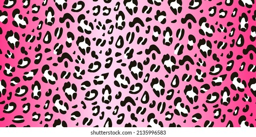 Leopard black and white pattern on pink background seamless pattern. Animalistic hand-drawn background. Vector illustration.