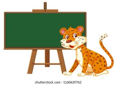 A leopard and blackboard banner illustration