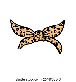 Leopard Bow ,Leopard Hair Bow,womens hair bandana with leopard print  vector design svg