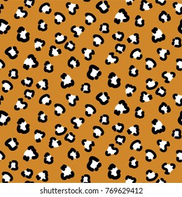 Leopard brown color seamless vector pattern. Animal skin texture.