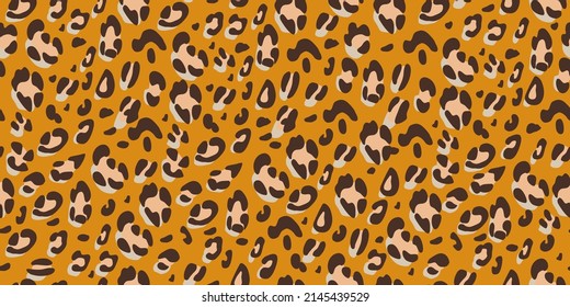 Leopard brown hand-drawn seamless pattern. Abstract. Animalistic print for fabric, paper. Vector background. 