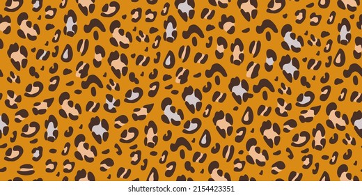 Leopard brown seamless pattern. Animalistic print for fabric, paper. Vector hand-drawn background