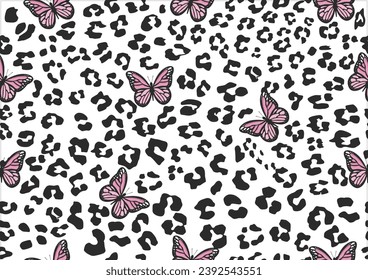 leopard and butterfly design vector