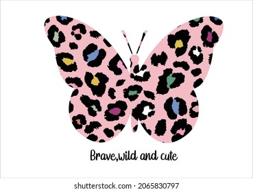 leopard  butterfly pink vector hand drawn 