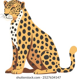 Leopard Cartoon and Cute Wild Animals. Flat Vector Illustrations in Fun Children's Style